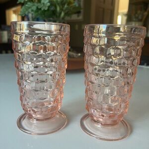 Pair of Vintage Indiana Glass Whitehall Pink Glass Tumblers